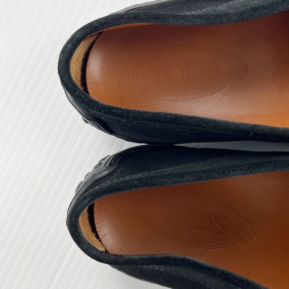Tods Black Suede Vibram Driving Penny Loafers Shoes - Picture 3 of 7